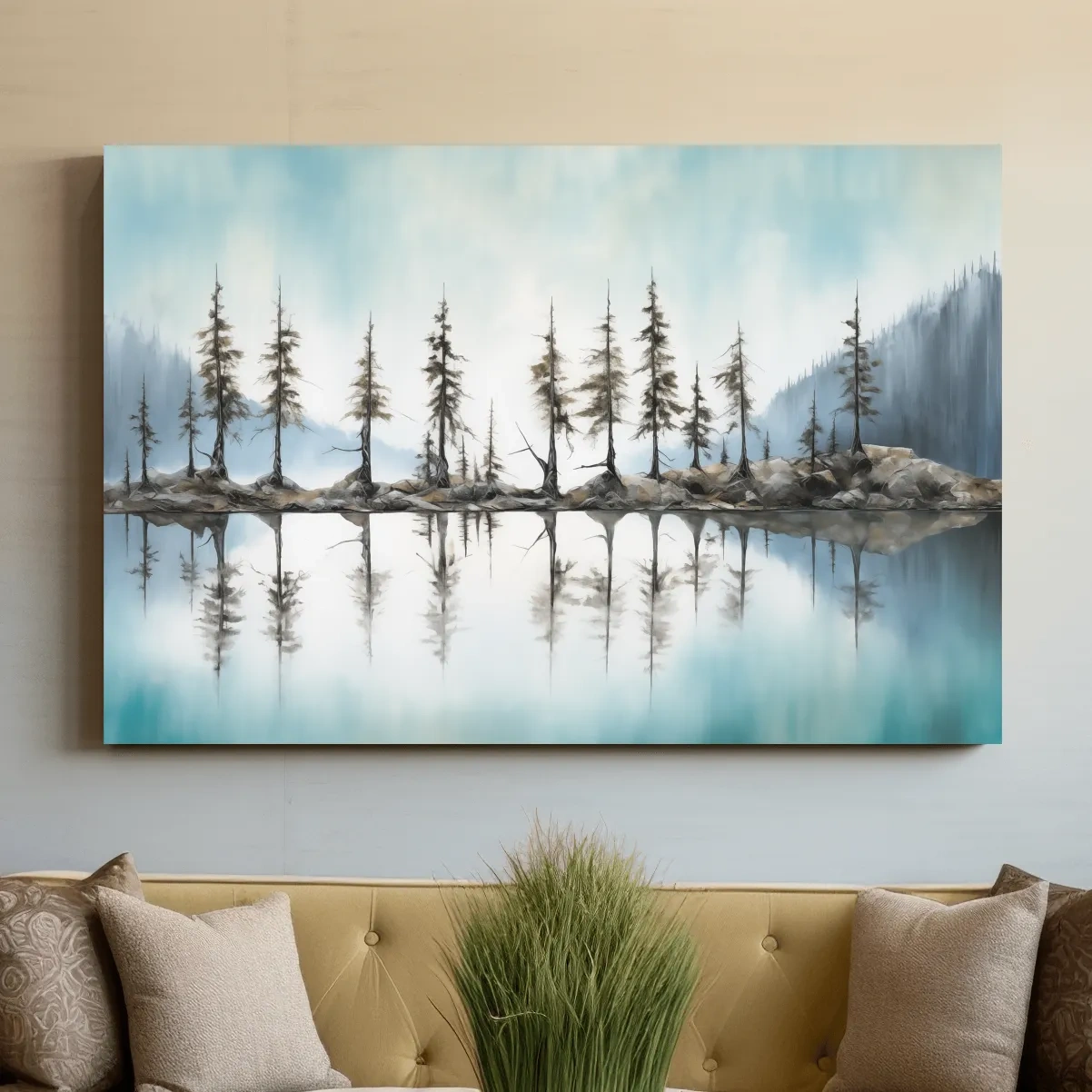 Minimalist Pine Tree Torqouise Alpine Lake Reflection - Pacific Northwest Wall Art