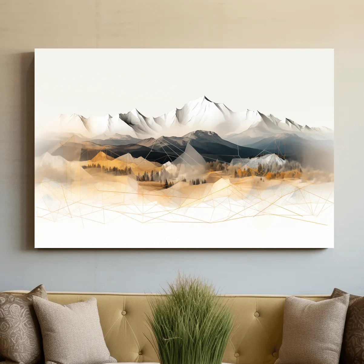 Abstract and geometric mountain wall art