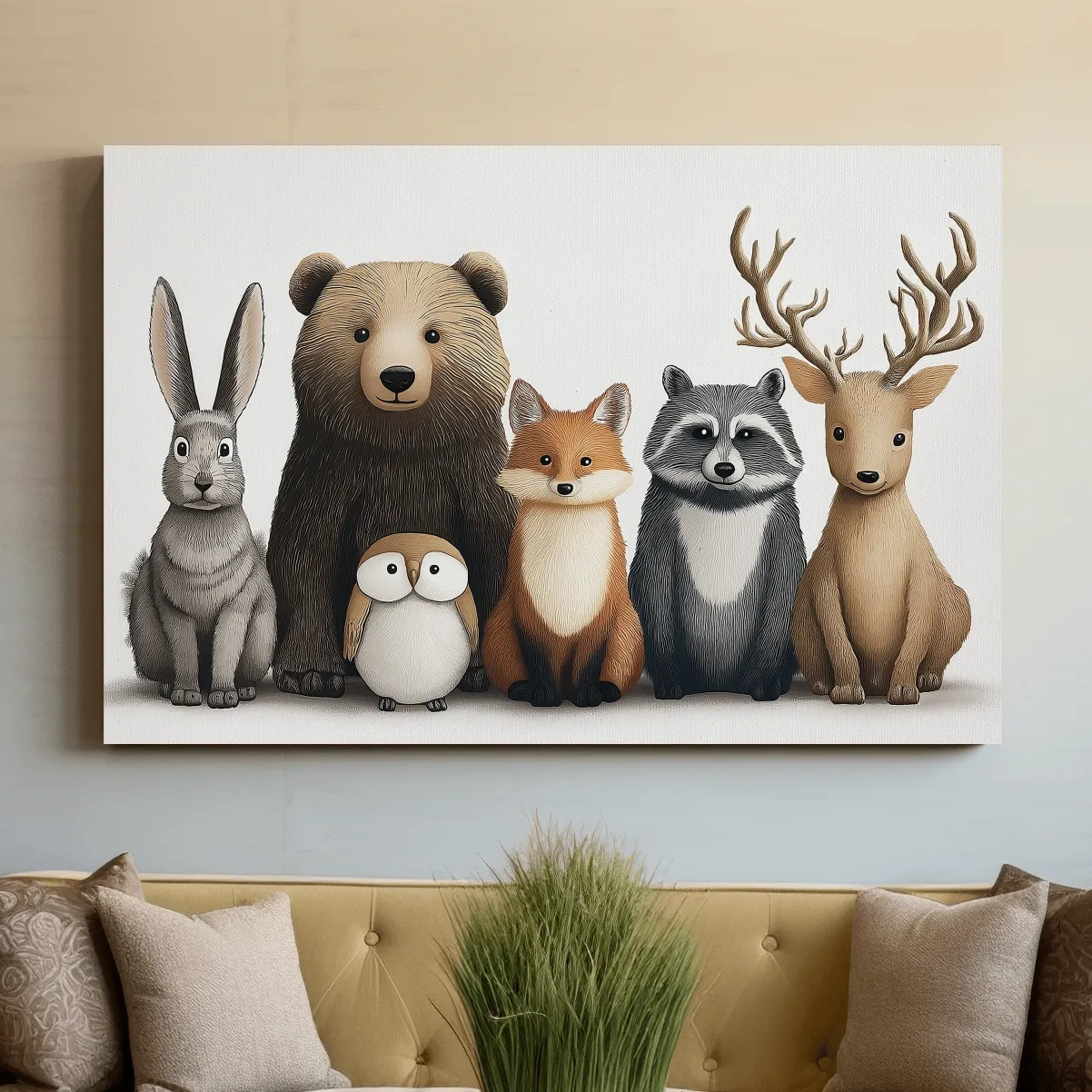 Adorable nursery woodland animals artwork, childrens room decor wall art