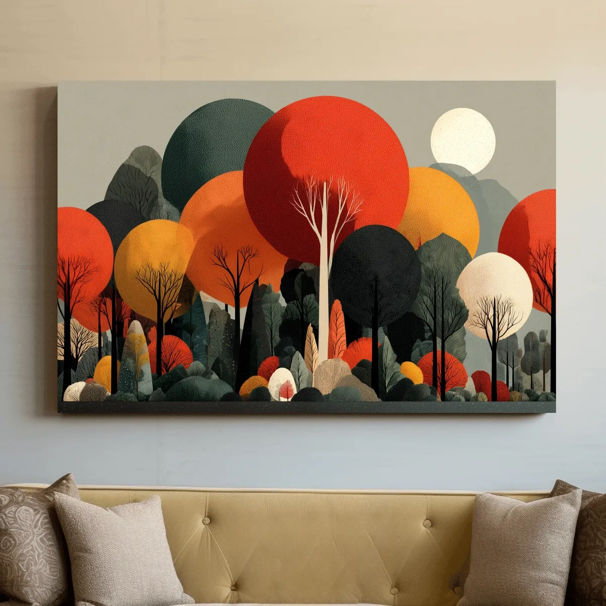 Abstract Autumn Forest Trees Canvas Art - Modern Scandinavian Wall Art