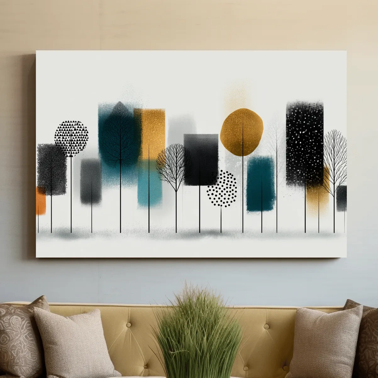 Abstract Minimalist Forest Grove Silhouettes - Modern Scandinavian Geometric Wall Art
