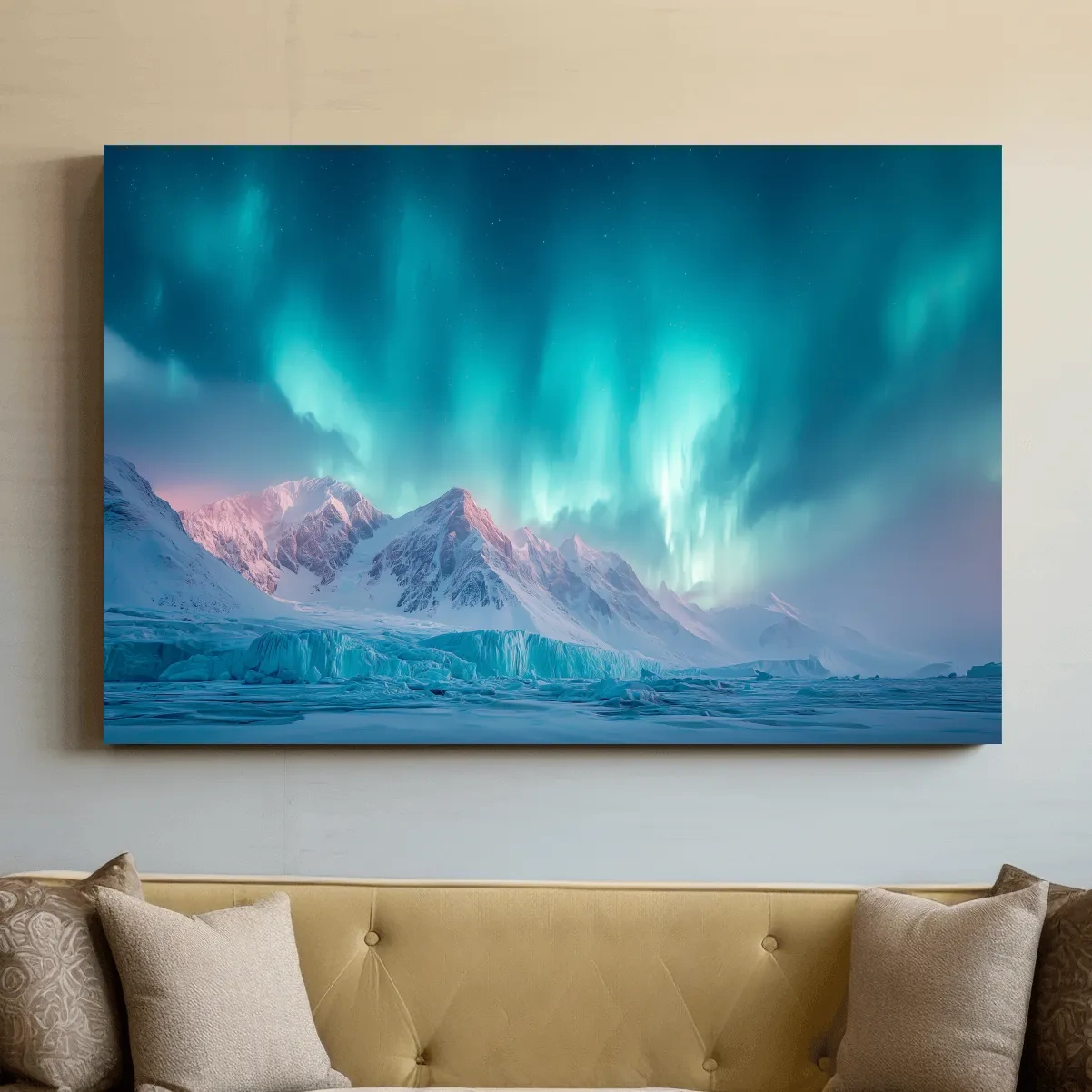 Aurora Borealis Over Icy Arctic Mountains - Northen Lights Wall Art