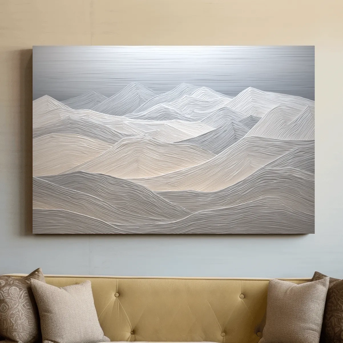Minimalist Topographic Mountain Ridges - 3D Painting Effect Wall Art