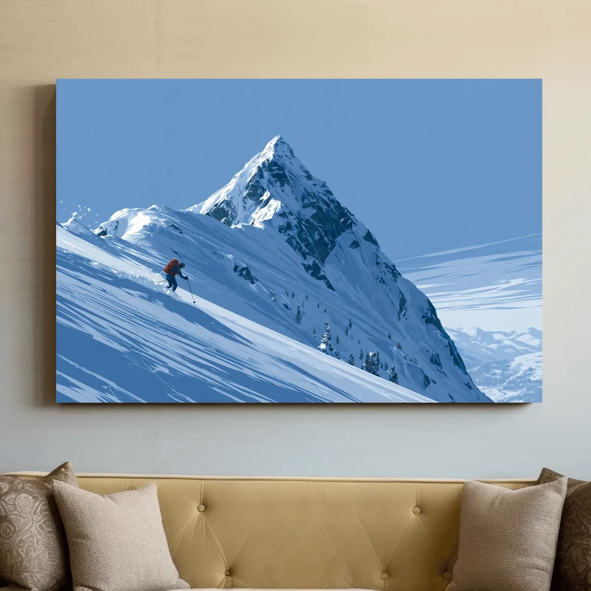 Epic Backcountry Skier On Snowy Peak - Alpine Mountain Winter Wall Art