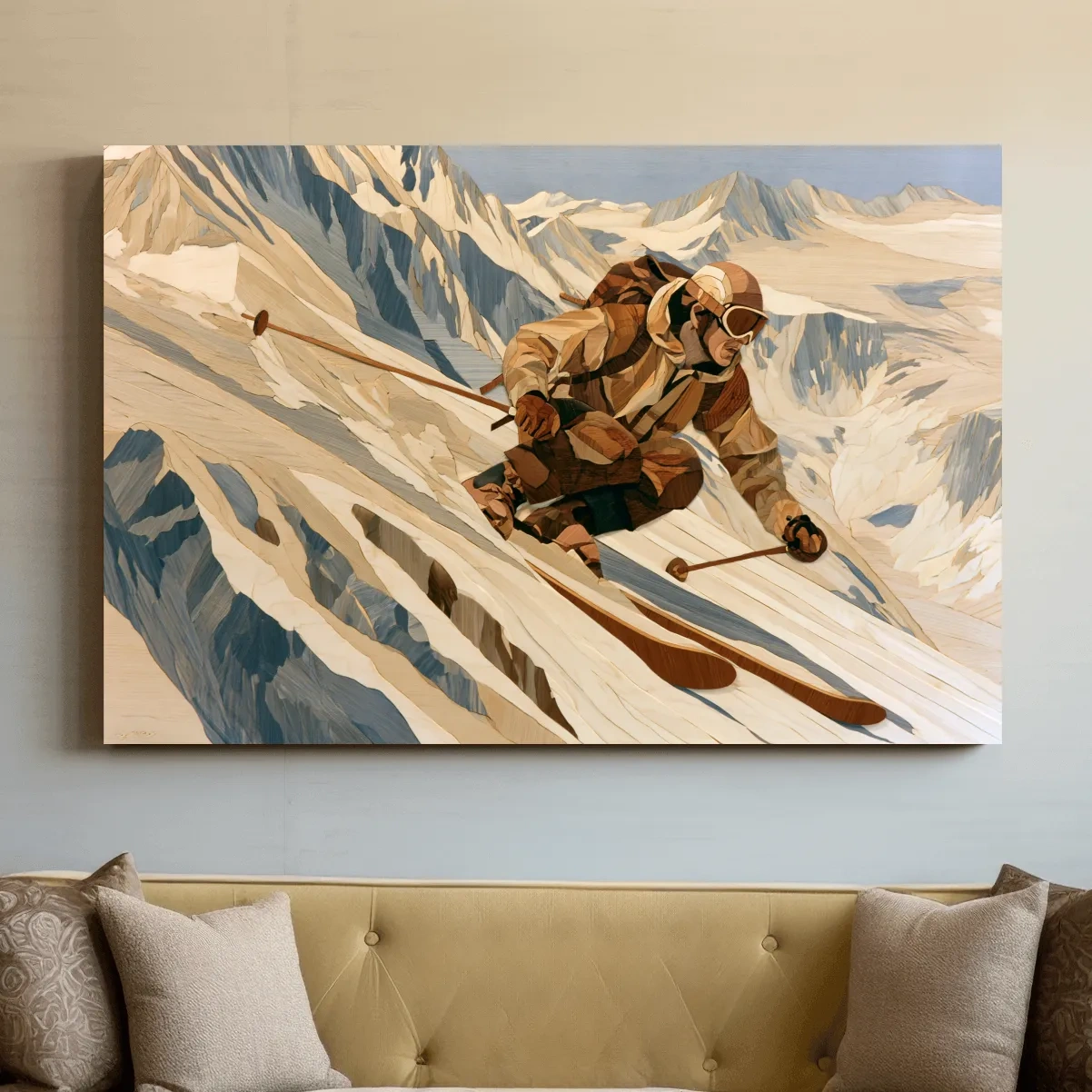 Dynamic Backcountry Skier Alpine Descent - Adventure Winter Sports Wall Art