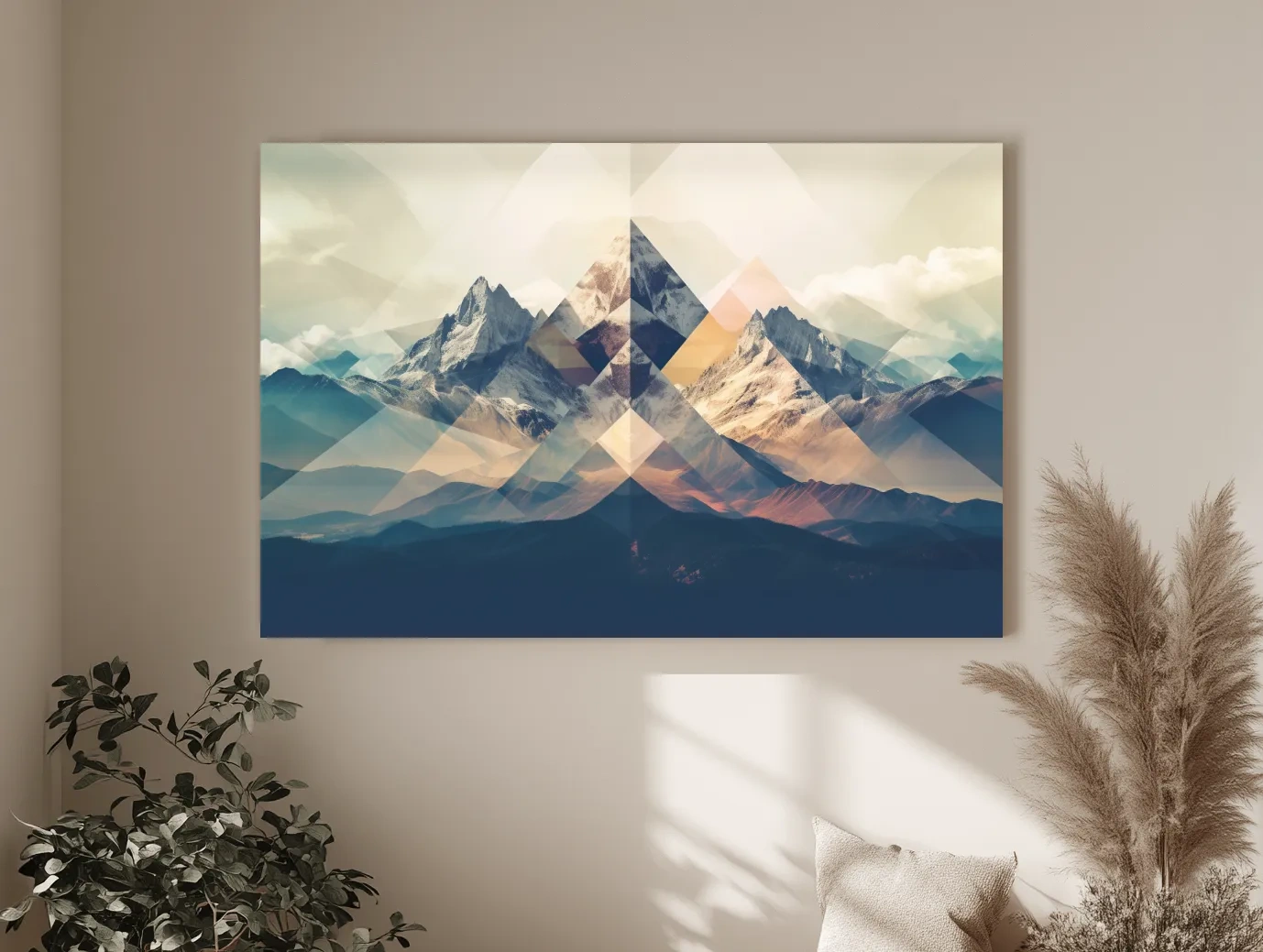 Geometric Abstract Alpine Mountain Peaks - Modern Polygon Landscape Wall Art