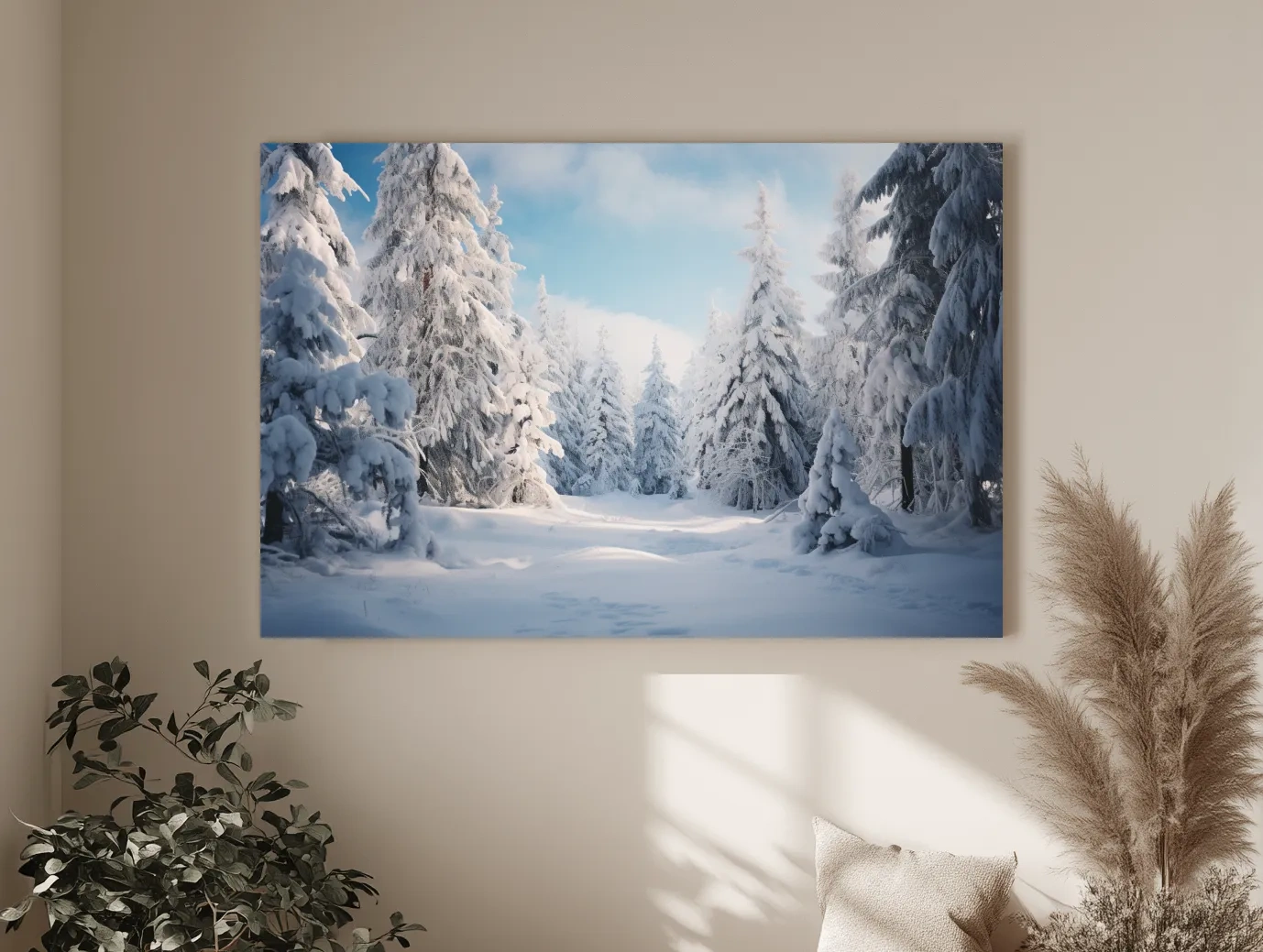 Serene Snowy Pine Forest Photography - Winter Wonderland Nature Wall Art