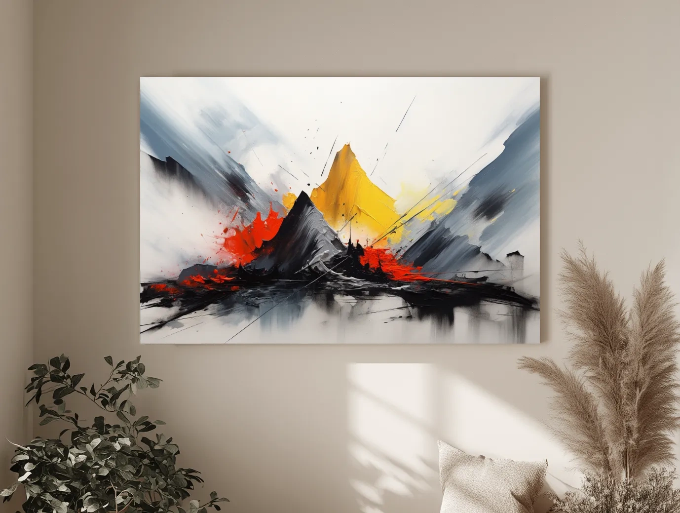 Abstract Mountain Peaks Painting - Modern Impasto Style Wall Art