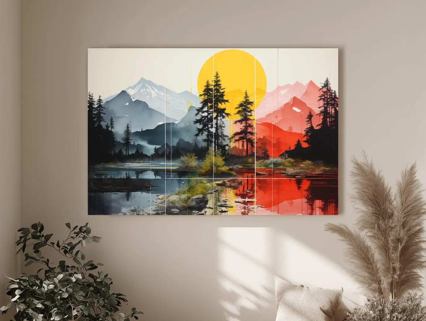 Abstract Alpine Lake Landscape - Mountain Sunset Wall Art