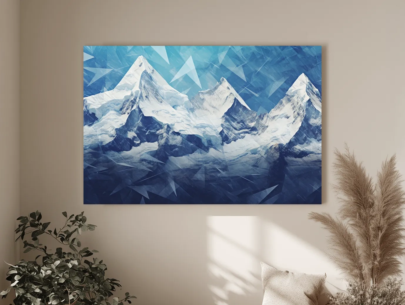 Geometric Icy Glacial Alpine Peaks - Abstract Mountain Landscape Wall Art
