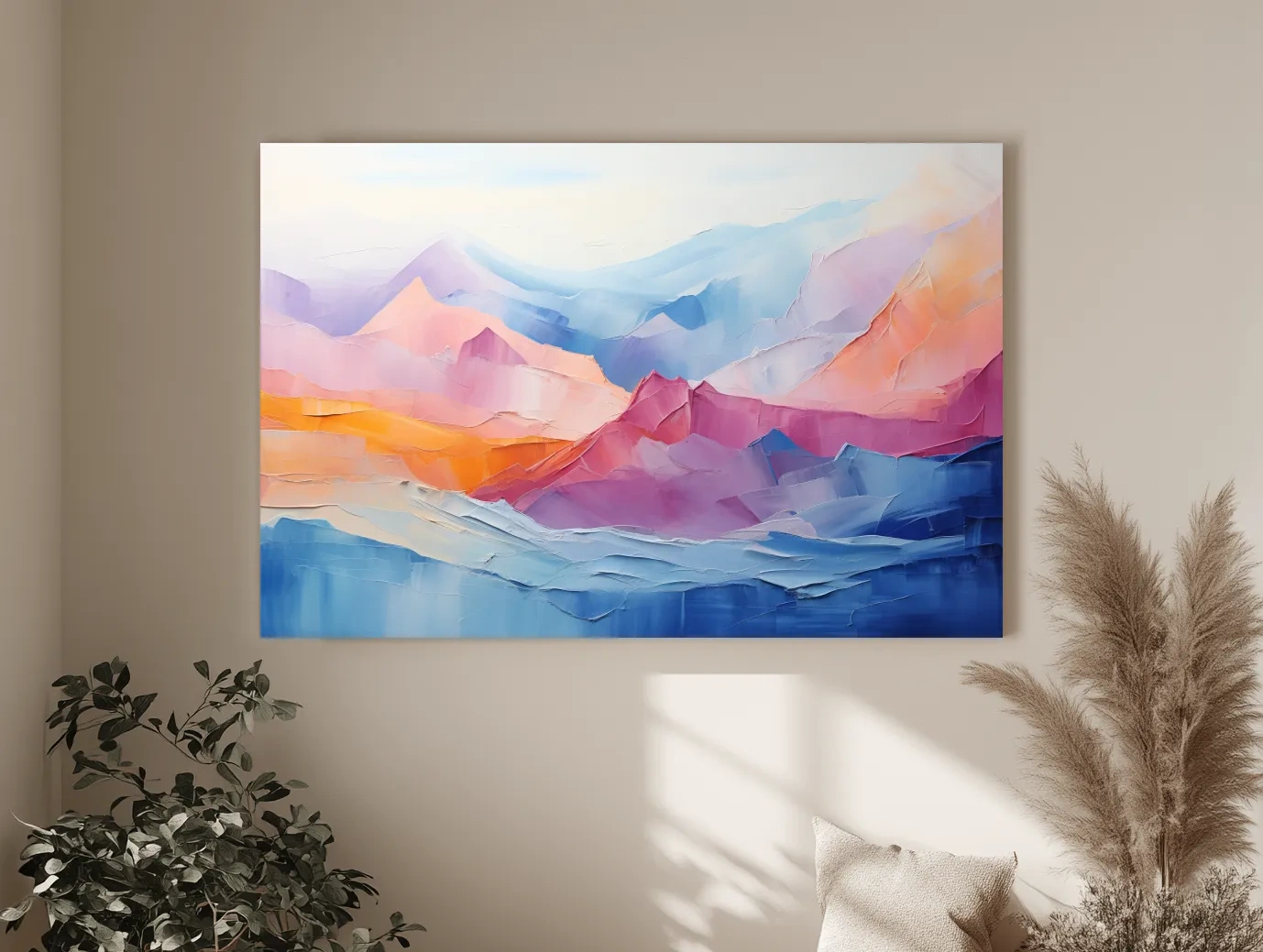 Vibrant Pastel Abstract Mountain Landscape - Colorful Mountain Wall Art