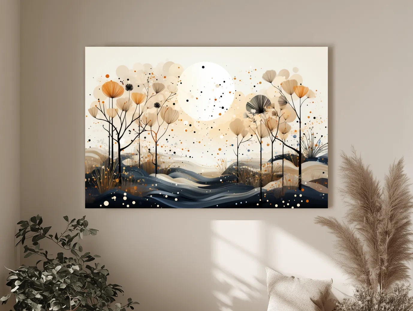 Chic Boho Botanical Dandelion Landscape - Nature Forest Wall Art
