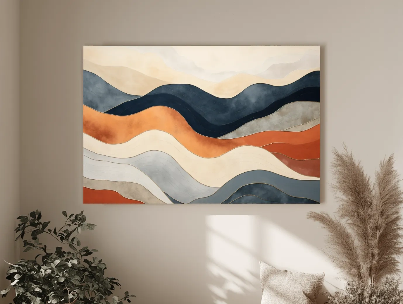 Abstract Wavy Mountain Layers - Mid Century Modern Landscape Wall Art