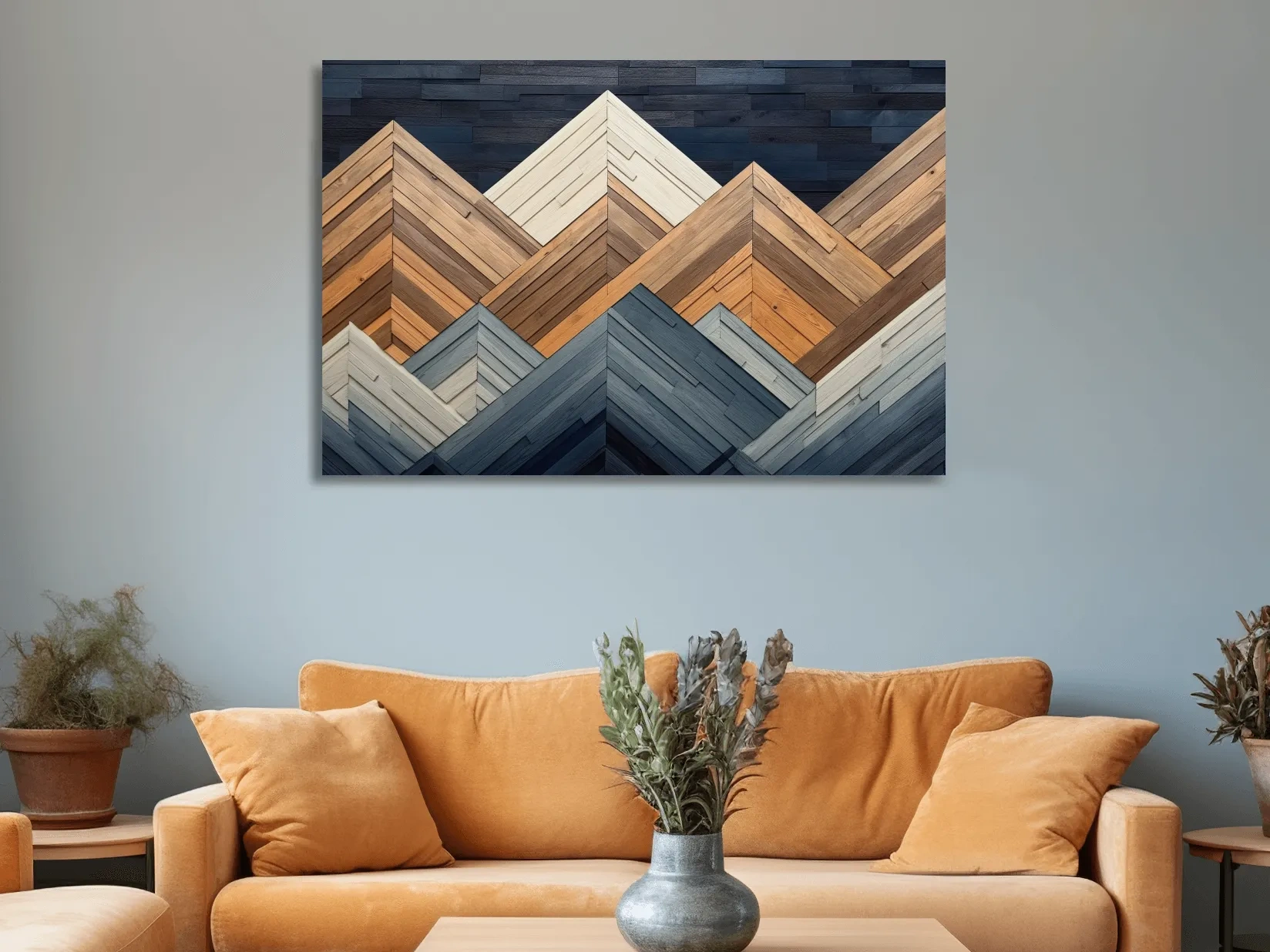 Printed wooden panel mountain art
