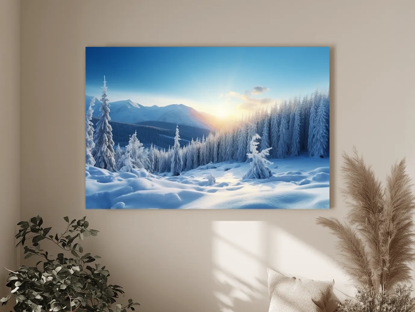 Snowy Alpine Forest Sunrise - Winter Nature Photographic Wall Art