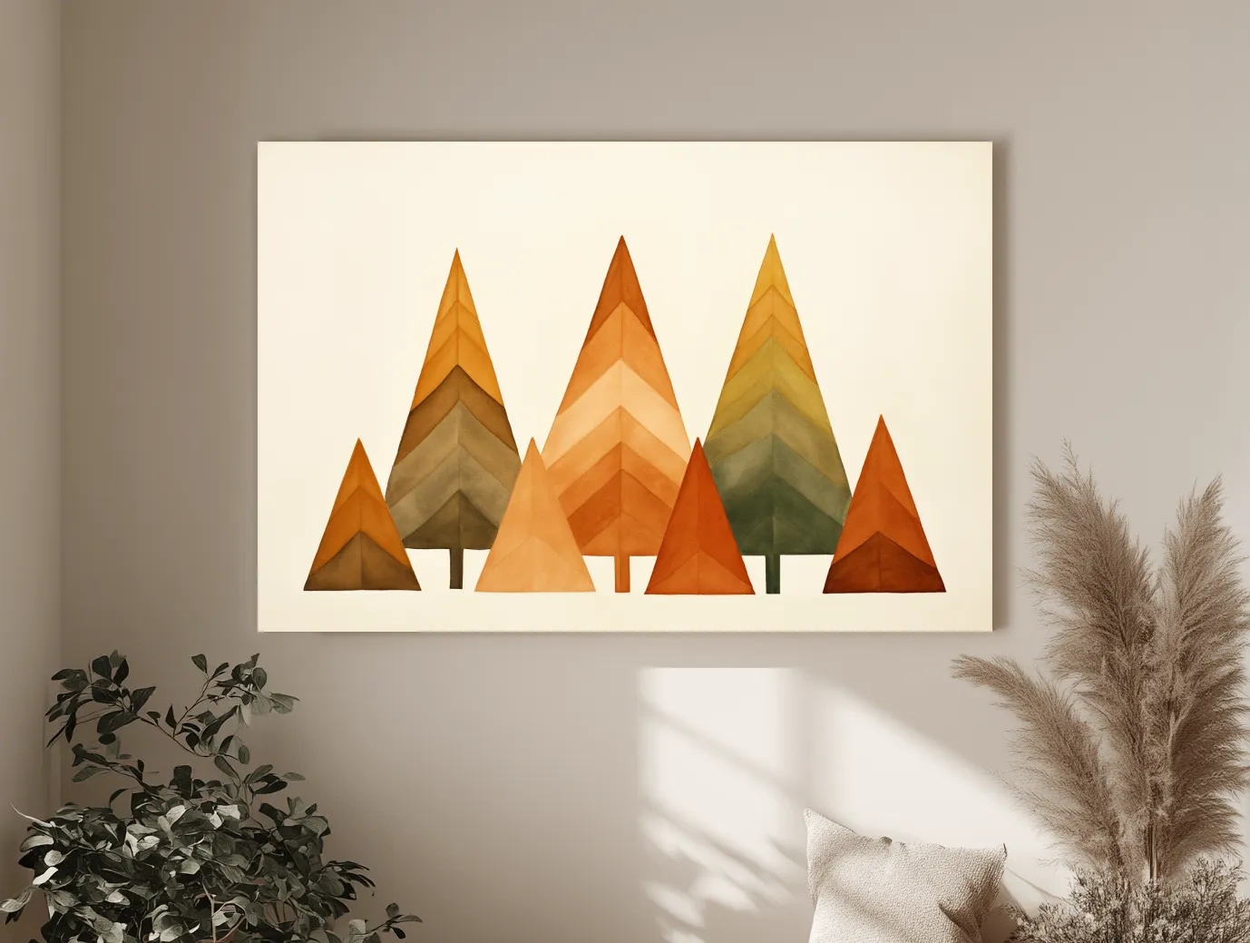 Minimalist Watercolor Pine Tree Forest - Scandinavian Geometric Nature Wall Art