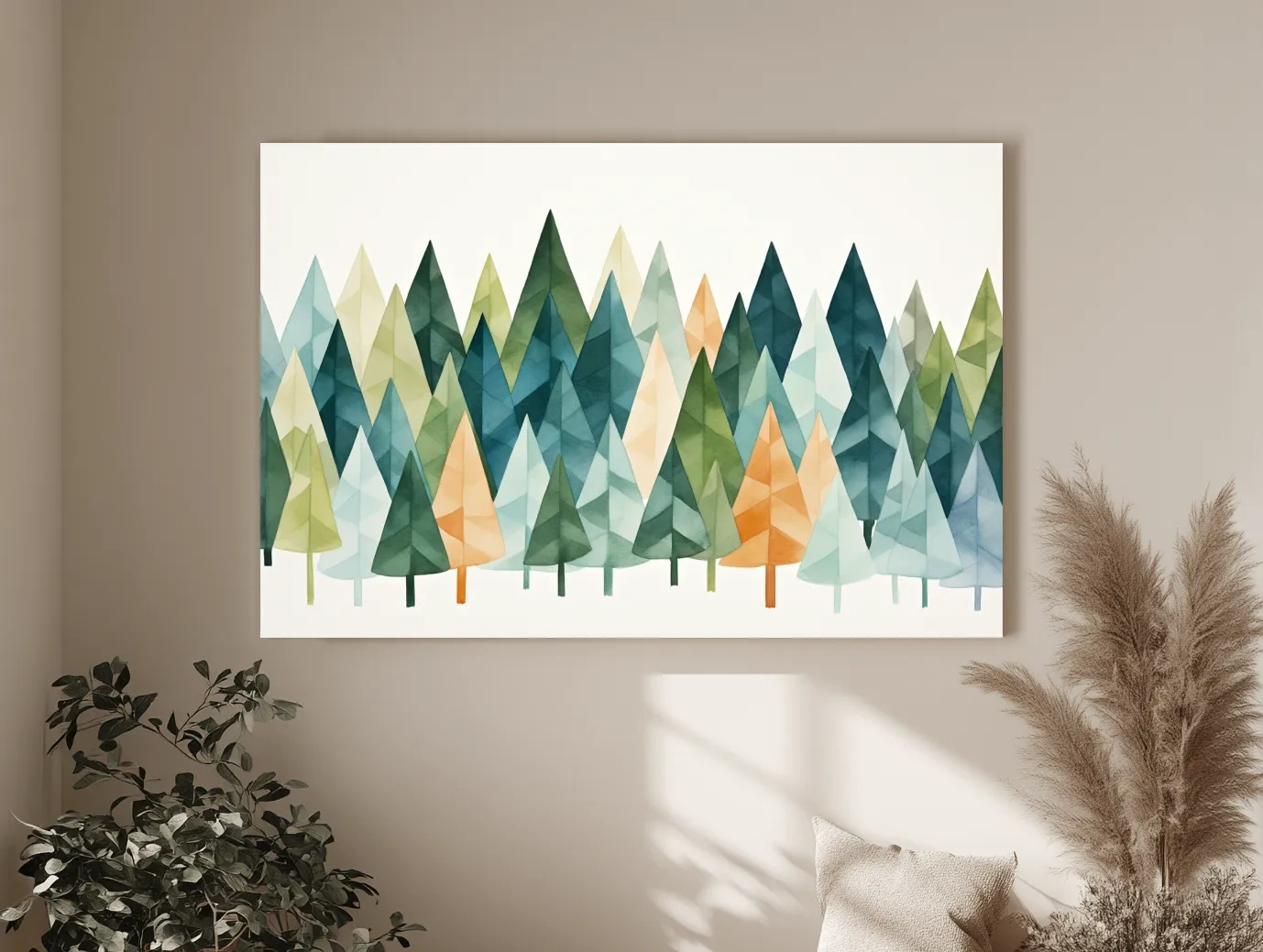 Watercolor Pine Forest Landscape - Modern Scandinavian Wall Art