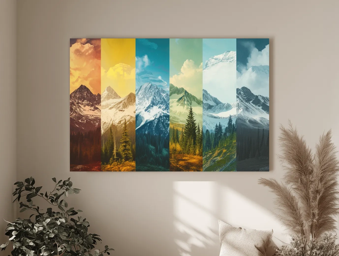 Colorful Mountain Peaks Collage - Modern Alpine Glacier Wall Art
