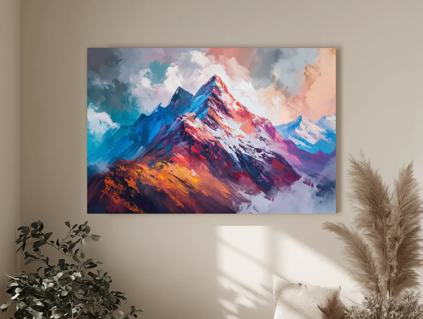 Vibrant Abstract Alpine Mountain Peaks - Colorful Landscape Wall Art
