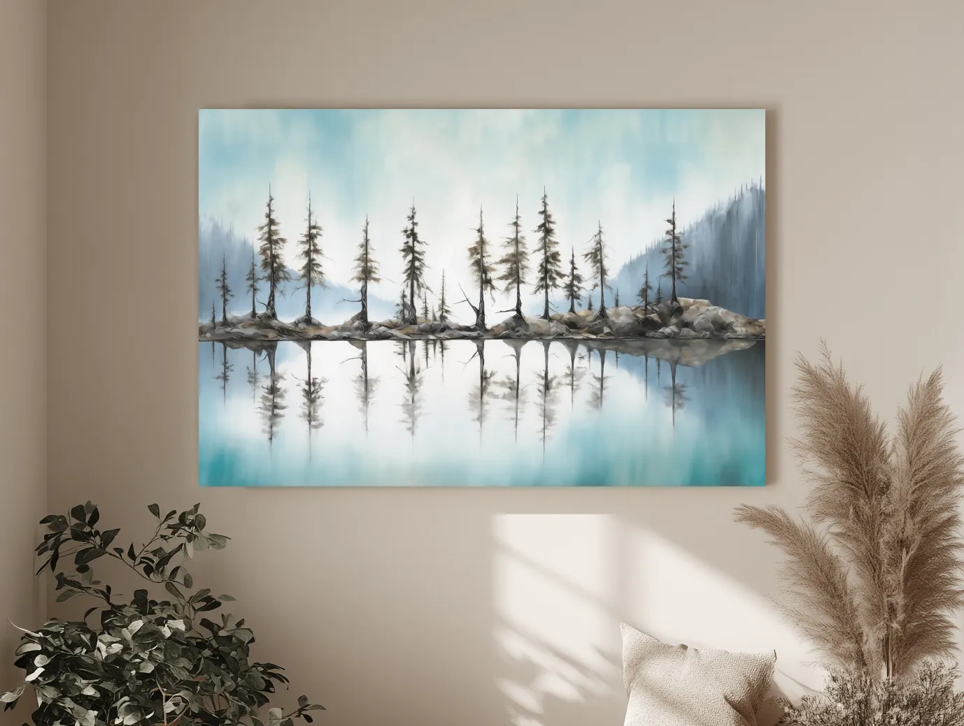 Minimalist Pine Tree Torqouise Alpine Lake Reflection - Pacific Northwest Wall Art
