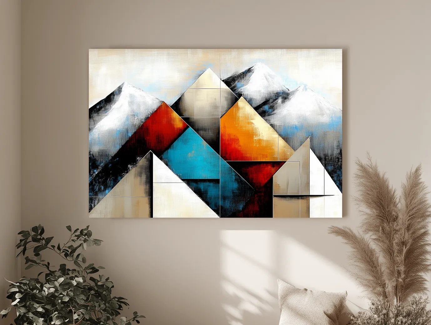 Geometric Abstract Mountain Glacier Painting - Modern Textured Style Wall Art