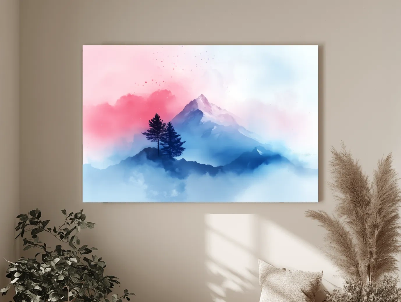 Pastel Watercolor Glacier Peak In The Clouds - Dreamy Alpine Wall Art