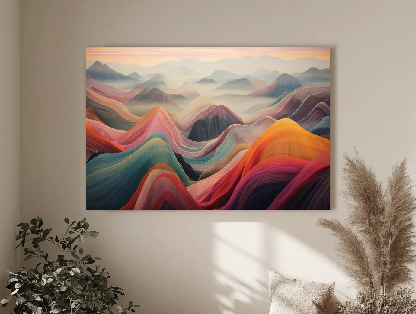 Vibrant Abstract Layered Mountain Ranges - Colorful Topographic Landscape Wall Art