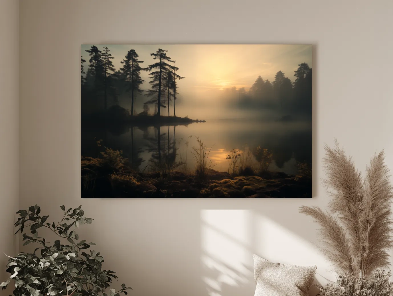 Nature Photography Wall Art - Misty Lake Sunrise & Forest