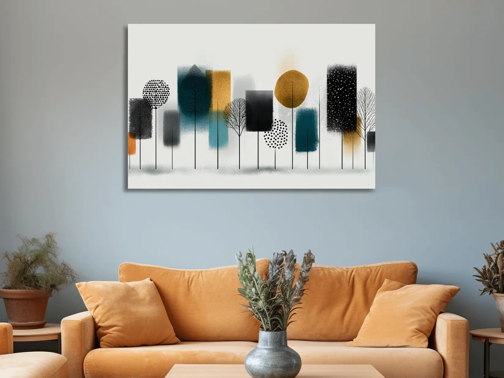 Abstract Minimalist Forest Grove Silhouettes - Modern Scandinavian Geometric Wall Art