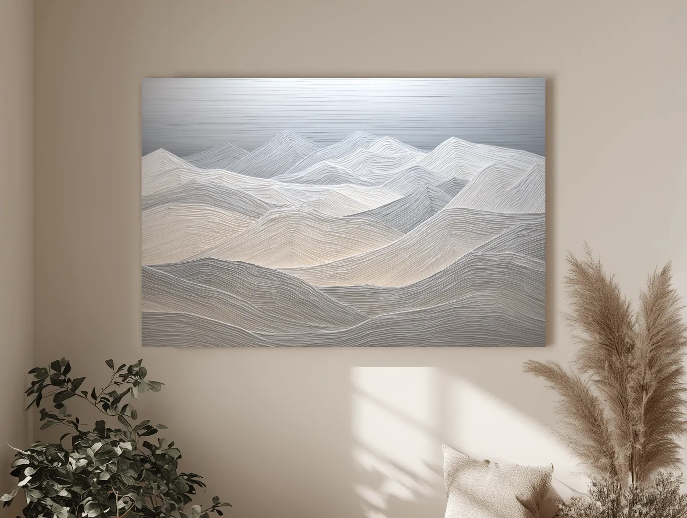 Minimalist Topographic Mountain Ridges - 3D Painting Effect Wall Art