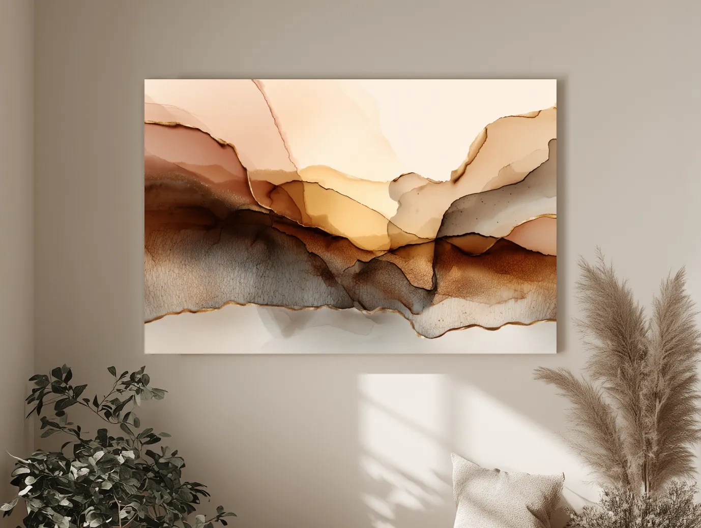 Abstract Alcohol Ink Landscape Painting - Modern Minimalist Wall Art