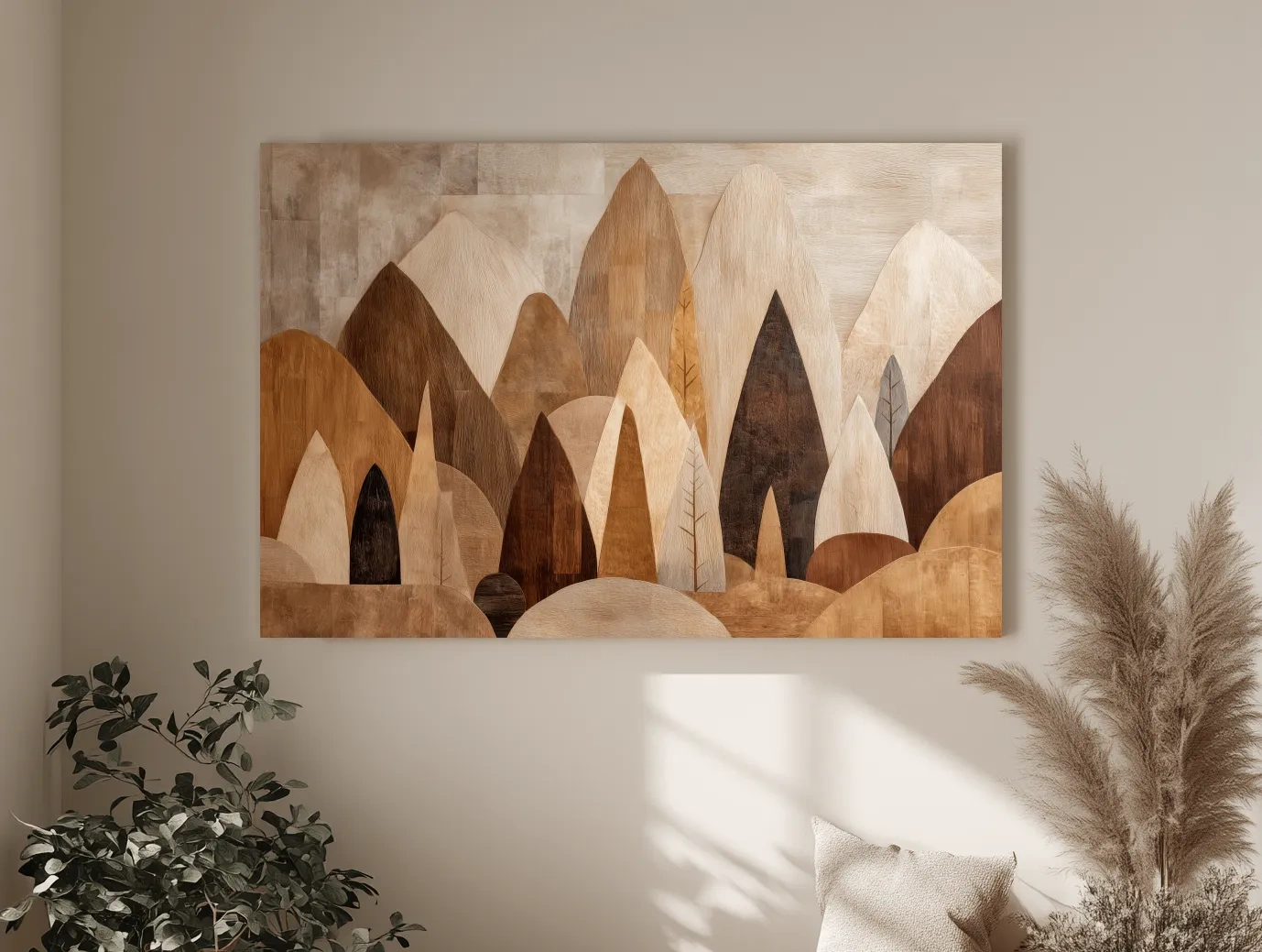 Earthy Abstract Boho Mountains - Modern Minimalist Forest Wall Art
