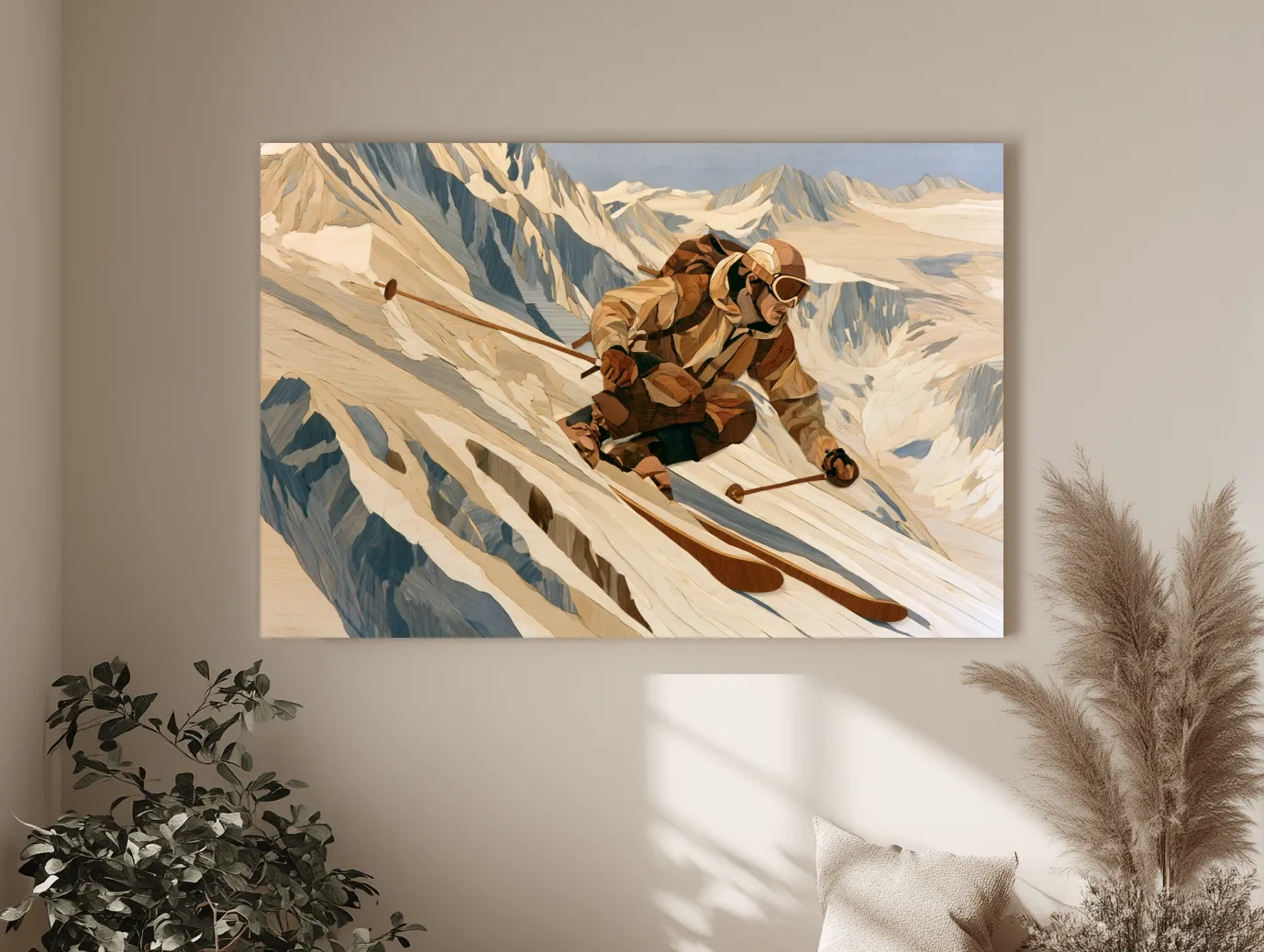 Dynamic Backcountry Skier Alpine Descent - Adventure Winter Sports Wall Art