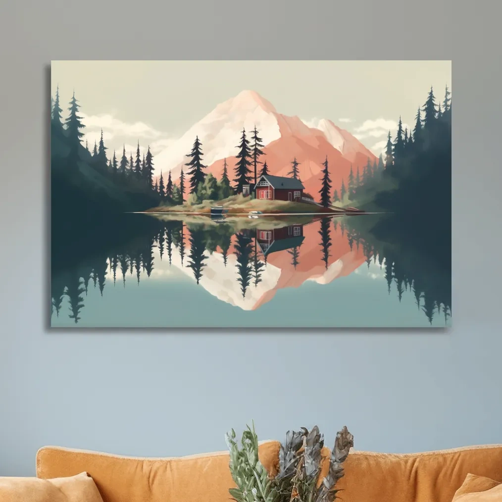 Minimal art of a cabin in the alpine