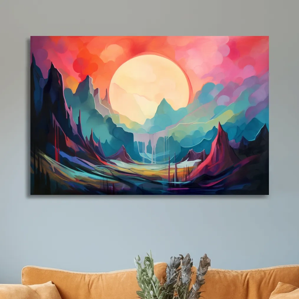 Abstract mountain oil painting wall art