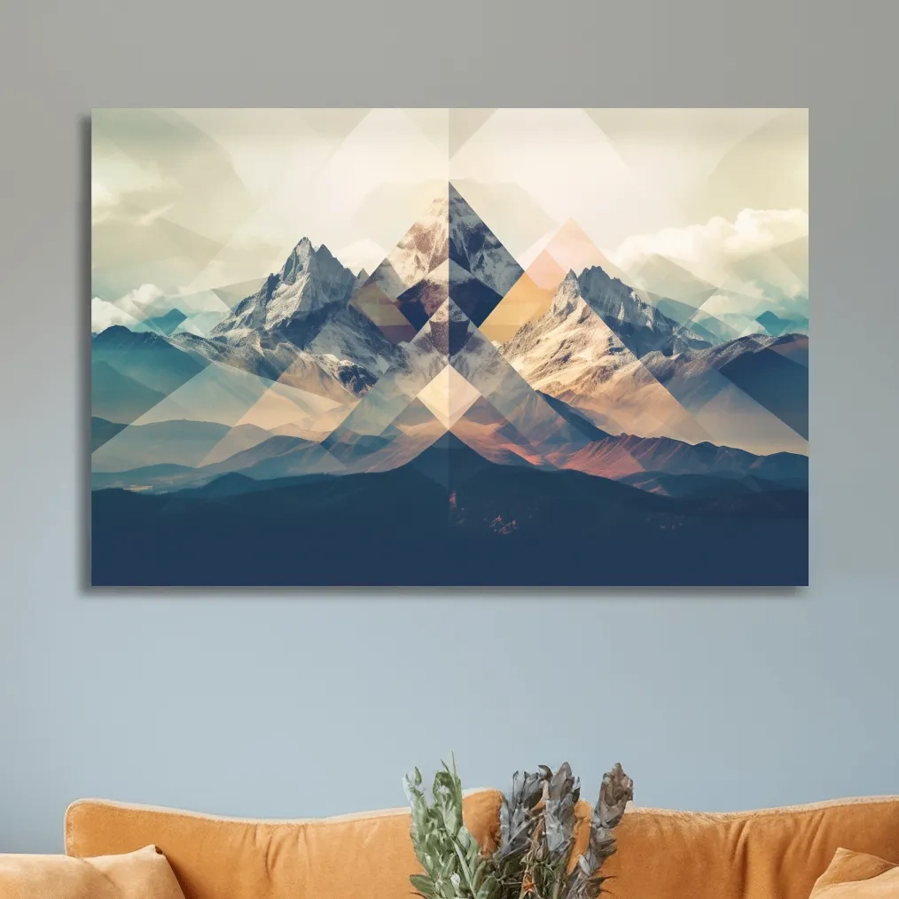 Geometric Abstract Alpine Mountain Peaks - Modern Polygon Landscape Wall Art