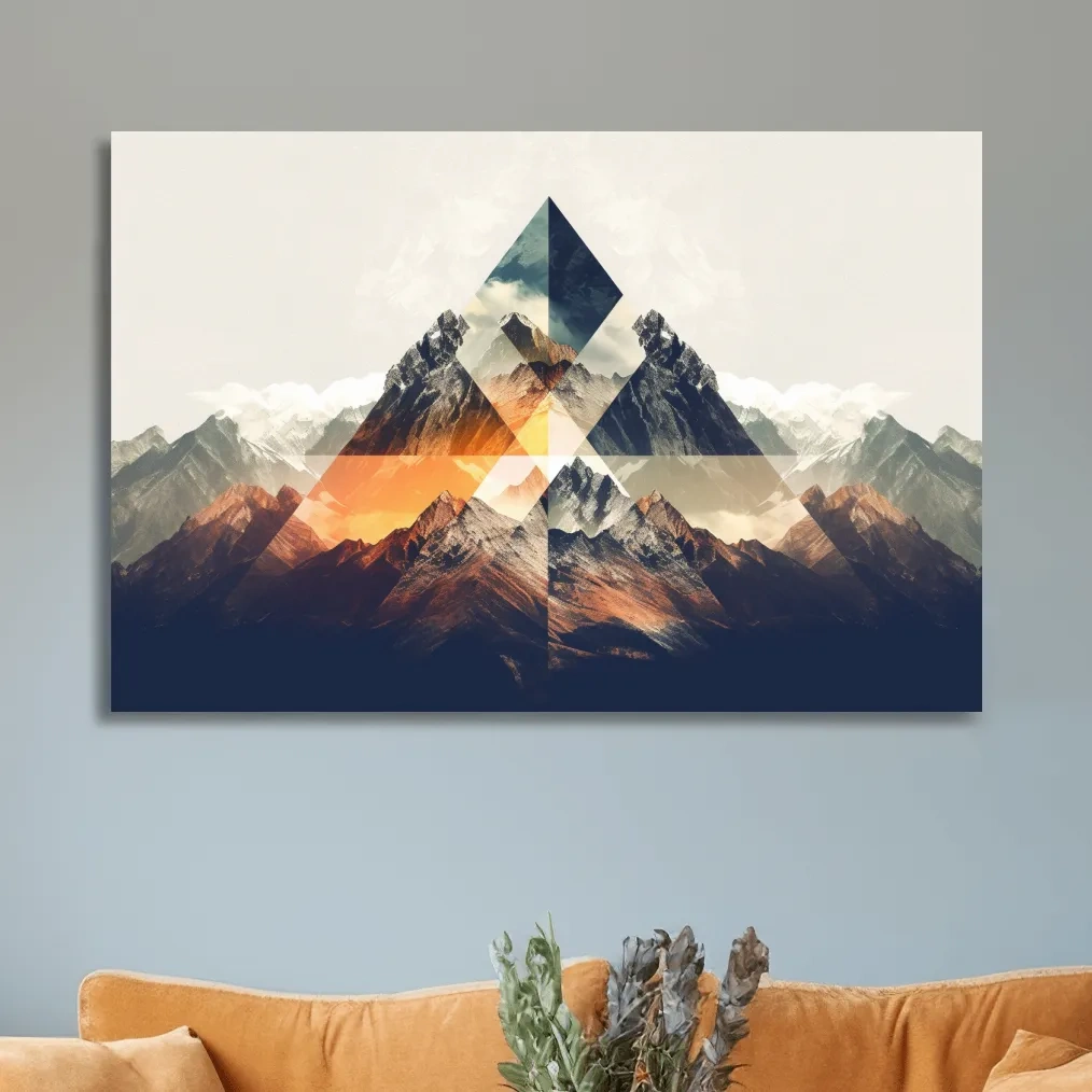 Abstract and geometric textured mountain art