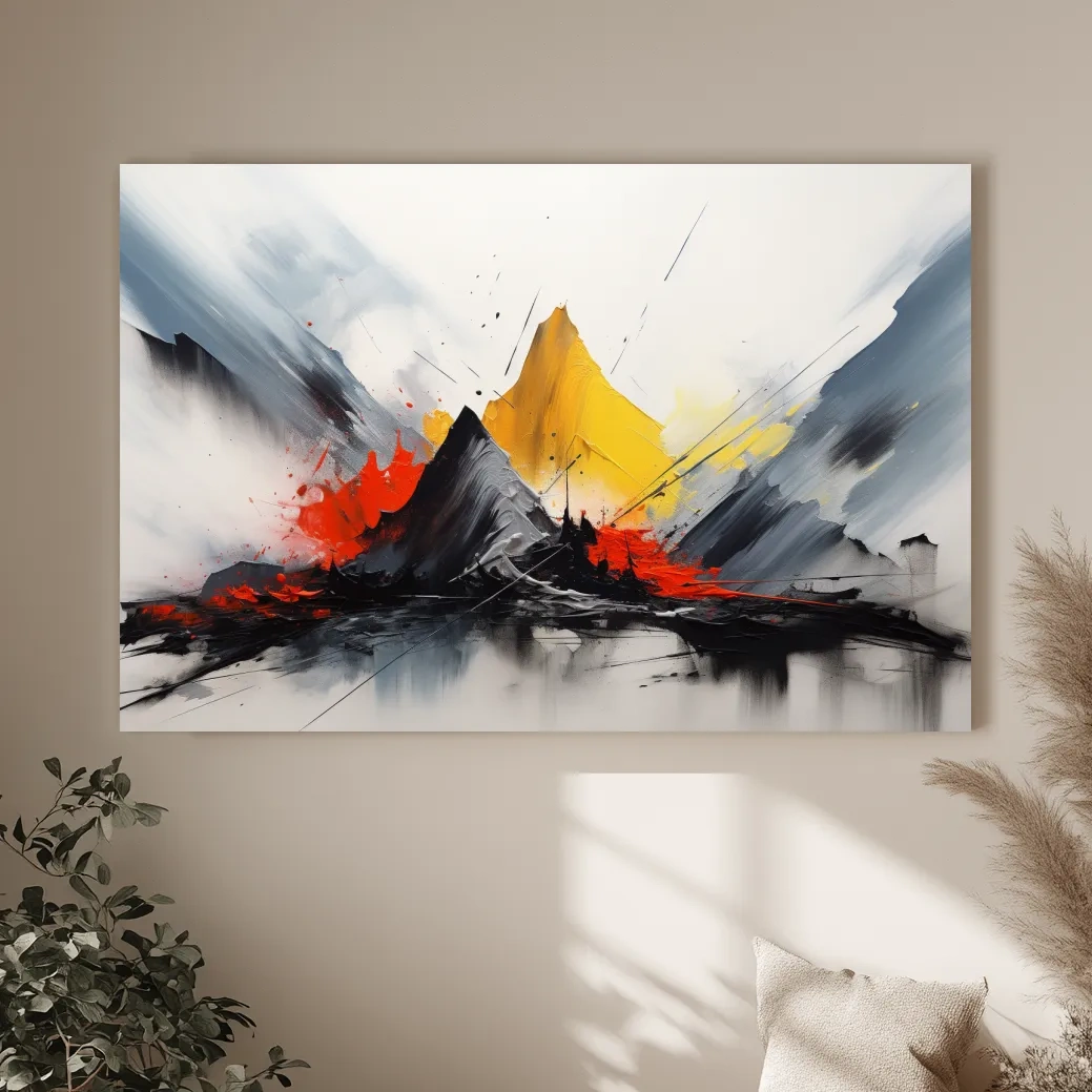 Abstract Mountain Peaks Painting - Modern Impasto Style Wall Art
