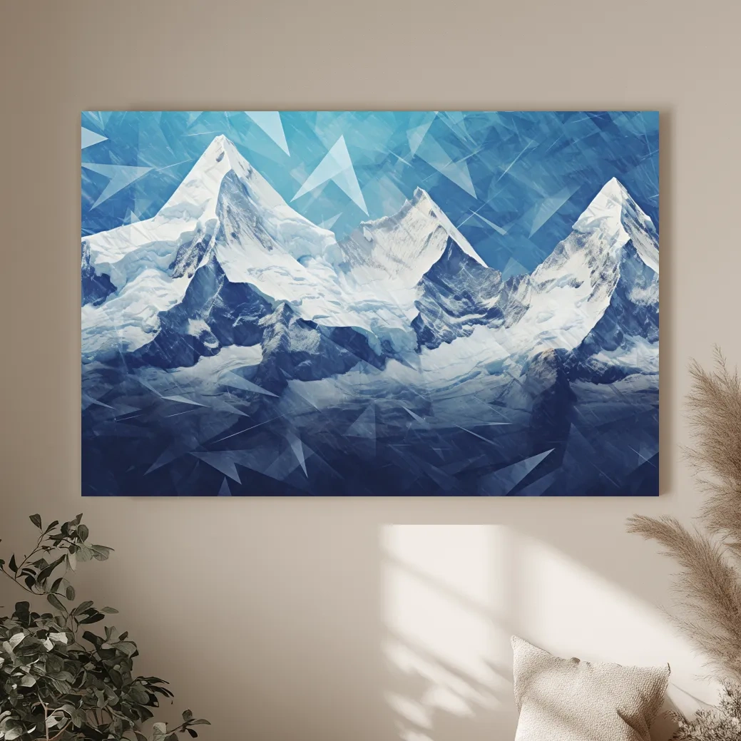 Geometric Icy Glacial Alpine Peaks - Abstract Mountain Landscape Wall Art