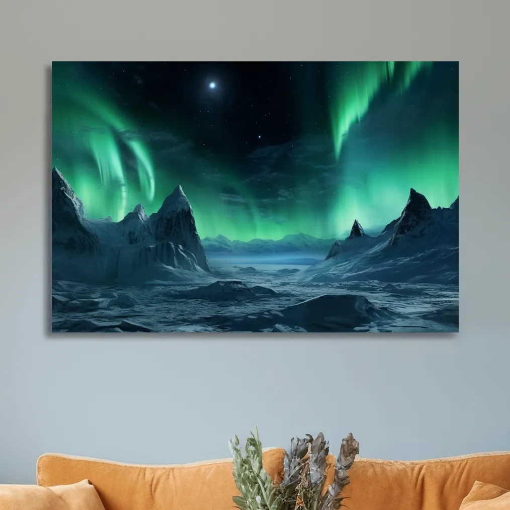 Photographic art, northern lights over the arctic