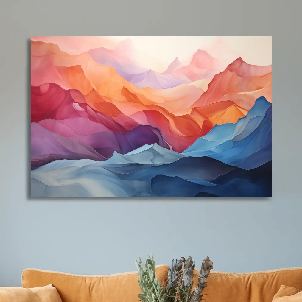 Abstract art, colourful mountain shapes
