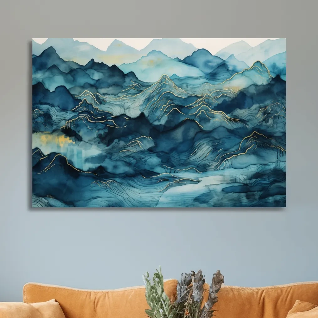 Abstract watercolour mountain painting