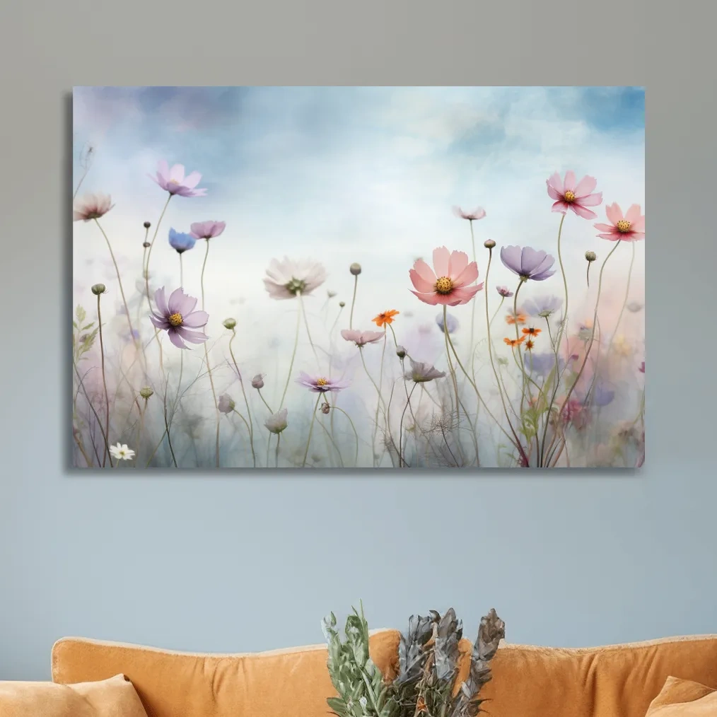 Beautiful bright alpine flowers illustration art