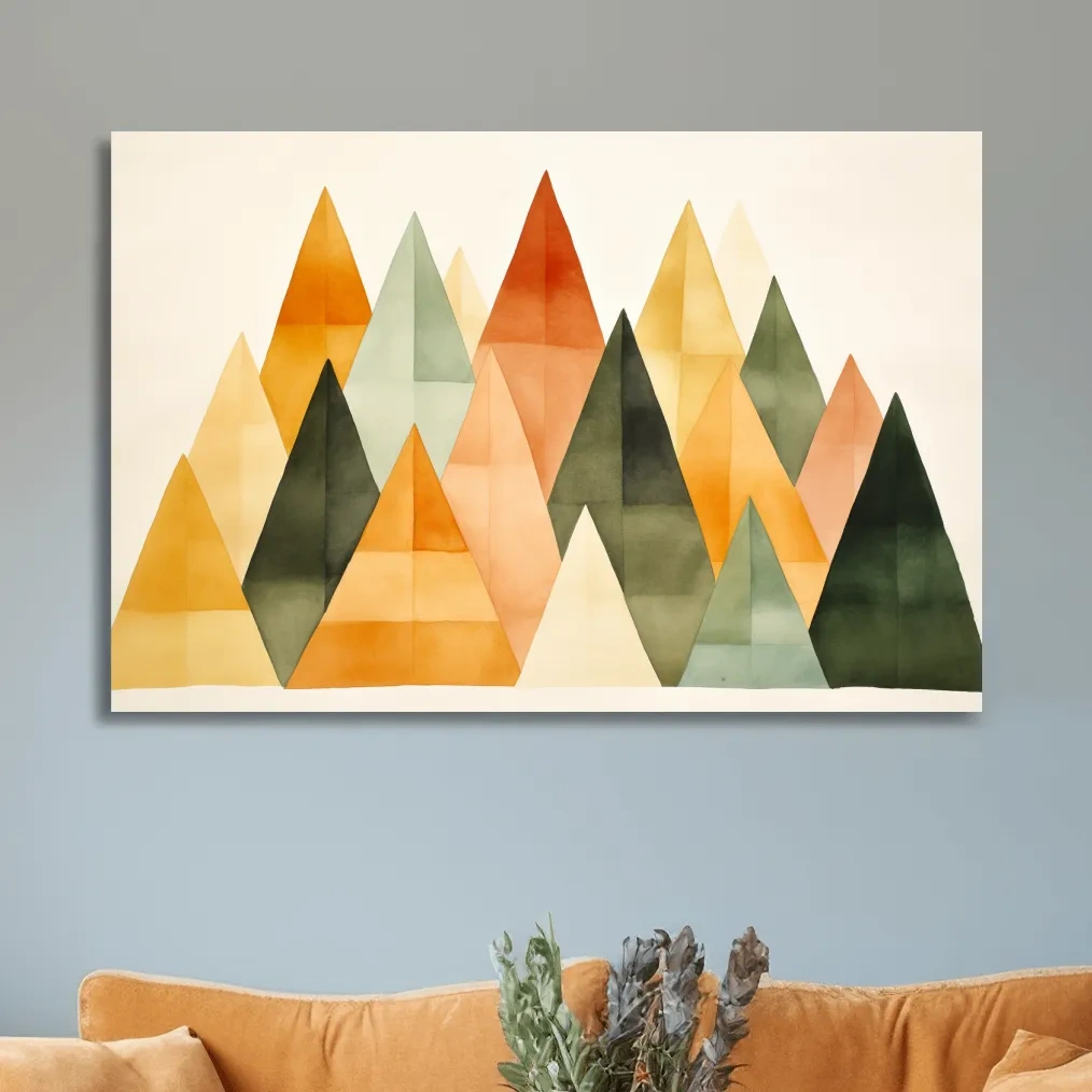 Geometic bohemian mountains illustration wall art