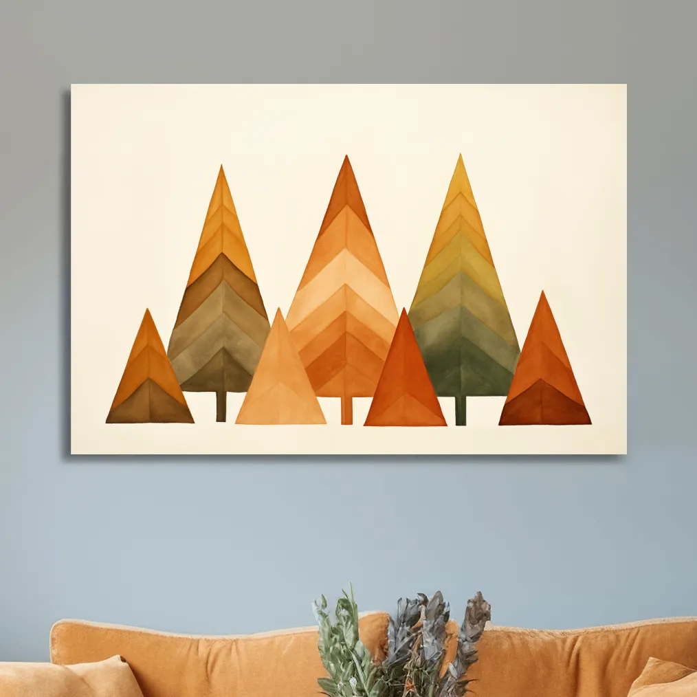 Minimalist Watercolor Pine Tree Forest - Scandinavian Geometric Nature Wall Art