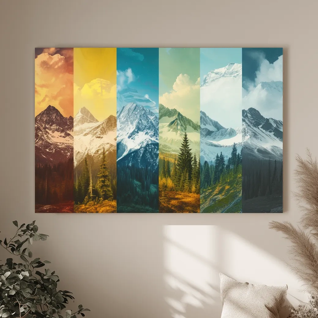 Colorful Mountain Peaks Collage - Modern Alpine Glacier Wall Art