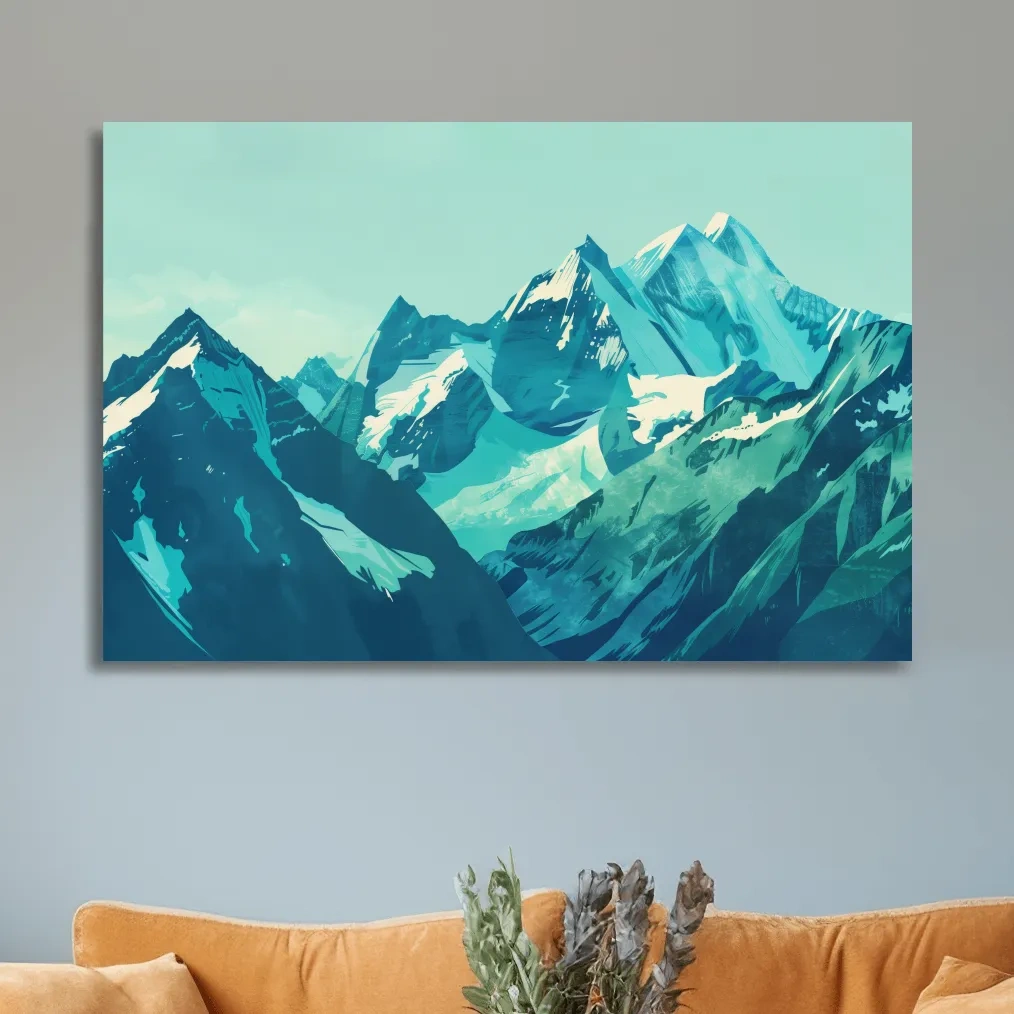 Mountain glacier artwork, stylized vector art