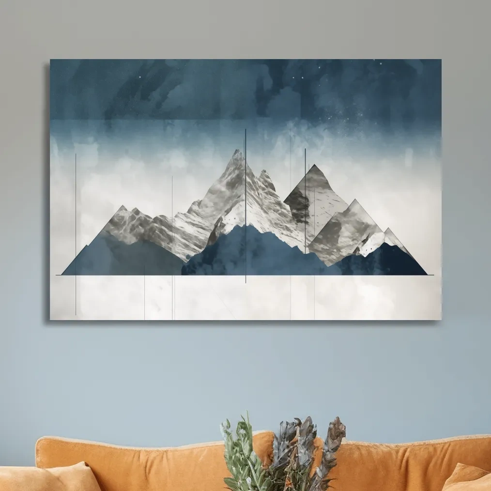 Simple abstract mountain painting