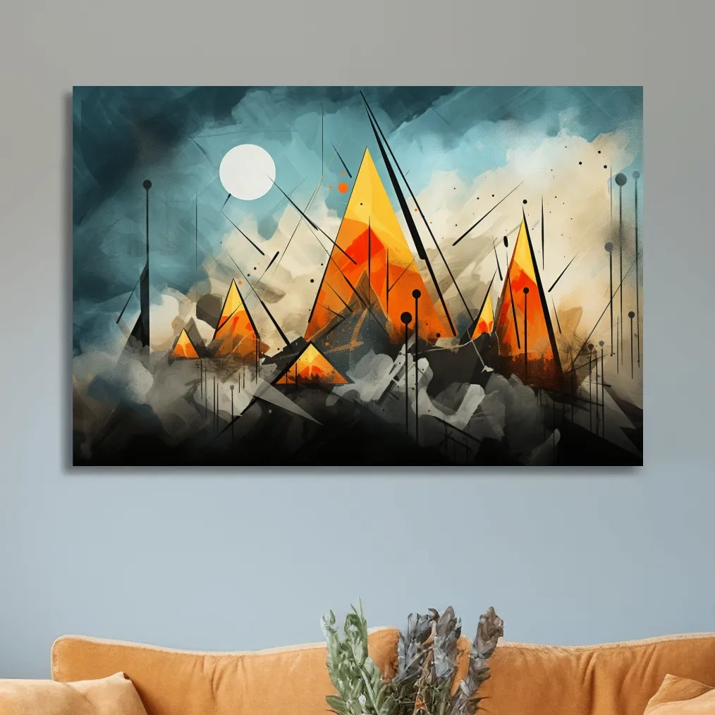 Energetic abstract mountain painting wall art