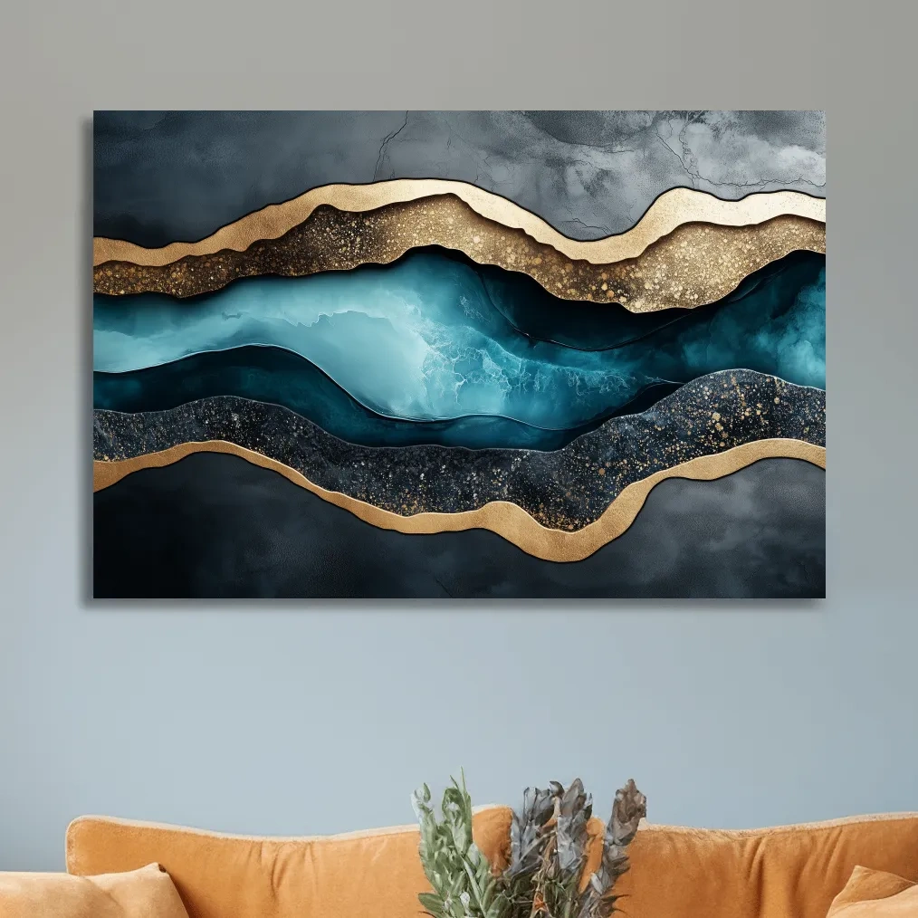Modern abstract wall art, elegant 3D layered textured artwork representing natural elements